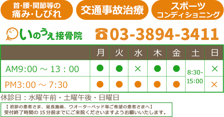 いのうえ接骨院 診療時間